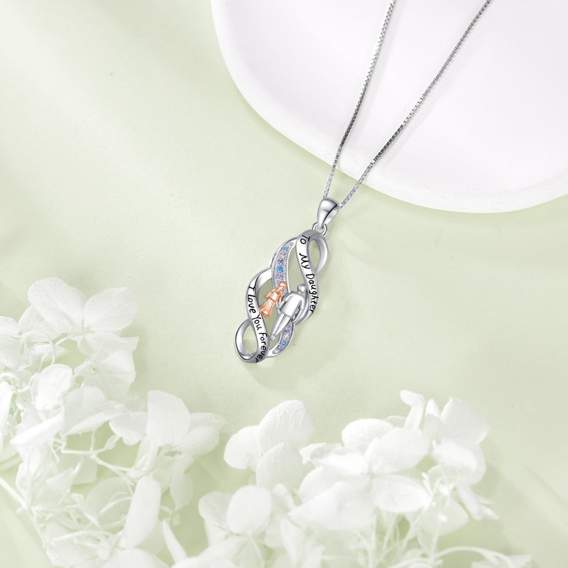 AOBOCO Daughter Necklace Gift from Dad Sterling Silver To My