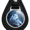 GRAPHICS & MORE White Wolf Moon Black Leather Keychain