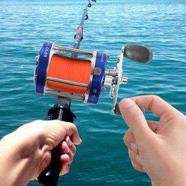 Round Baitcasting Reel #50 Blue Right Conventional Reel for Catfish 5.2:1 Gear Ratio Beach Casting High Stability Reel Baitcasting Fishing Reel, Fishing Assistant Reel for Inshore and Deep Sea Fishin