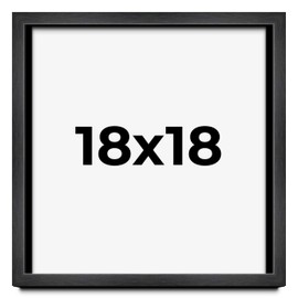 18x18 Shadow Box Charcoal Black Frame Display Case Solid Wood Picture Frame | 1" Inch Deep | with UV Acrylic Plexiglass, Backing & Hanging Hardware