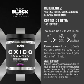 Black Supplements Oxido Nítrico + Clembu 500g Pre Entreno