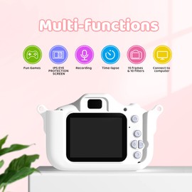 Cocopa Kids Camera Digital Camera for 3-12 Year Old Girls,1080P HD Video Camera for Kids with 32GB SD Card/2 Inch IPS Screen, Birthday Christmas Toy Gifts for 3 4 5 6 7 8 Year Old Girls(White)