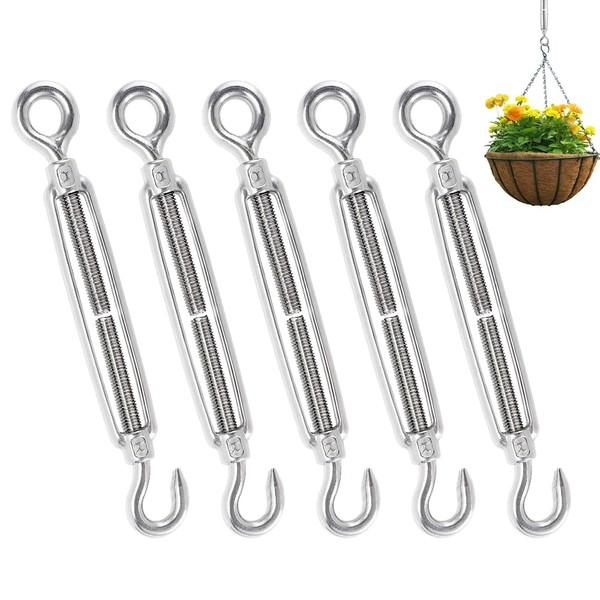 mizikuu Pack of 5 M6 Turnbuckles, Rope Tensioner Stainless Steel