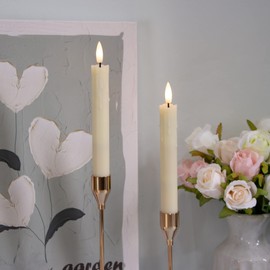 Mavandes Flameless Flickering Taper Candles Two Remote, 7.5 Inch Ivory Battery Operated LED Window Candles Timer,Set of 8 Plastic 3D-Wick Dripping-Wax Effect Flameless Candlesticks(0.86”Dia,Warm Fire)