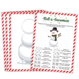 Roll A Snowman Game,Dice Rolling Game,Winter Family Christmas Game Activity,Boys & Girls Holiday Games,Draw A Snowman Game,Class Game,Holiday Classroom Game,25 Double-sided Printed Game Card Set