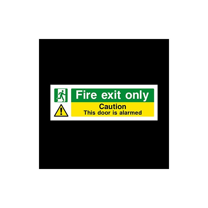 25x Fire Exit Caution Door Alarmed Sign 300mm x 100mm