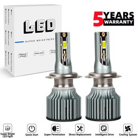 SHENKENUO Pair H7 LED Headlight Bulbs Kit High / Low Beam 6500K Super Bright White Lights