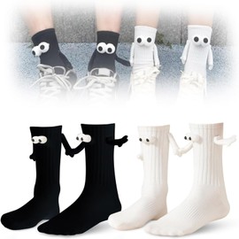 ANNTHOR 2 par Calcetines para Parejas, Calcetines con Imanes Unisex, Calcetines Magnéticos para Sujetar la Mano, Calcetas con Manos Pareja, Lindos Calcetines de Amistad de Mano en Mano