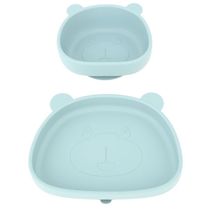 4pcs Children Plate Utensils Set Silicone Suction Bowls Set Toddler