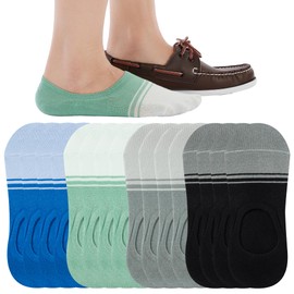 Eedor Men's No Show Socks - Non Slip Grip & Low Cut Under Ankle Invisible Socks for Formal & Casual Wear - Soft & Stretchable Cotton Blend 8 Pack, X-Large (US Size: 10-13)