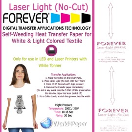 Self-Weeding Laser Heat Transfer Paper Forever Laser Light No-Cut Weedless (8.5" x 11", Silver (25 Sheets))