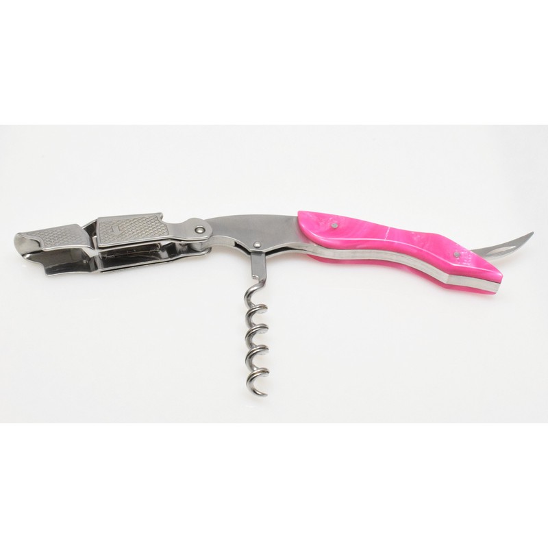 Pink Handle Professional Corkscrew Double Hinge Deluxe Waiters Wine Key