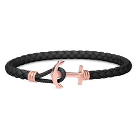 Paul Hewitt Anchor Bracelet Phrep Lite Option Of Individual Engraving – Leather Bracelet With Anchor Jewellery Made Of Stainless Steel Rose Gold - Rose gold black without engraving pendant., size: m