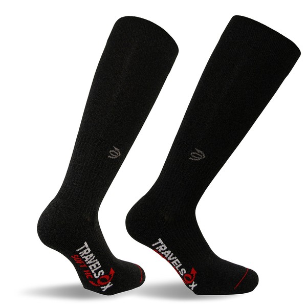 Travelsox mens Compression socks, Black, Large US