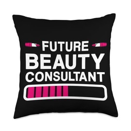 Beauty Consultant Jobs Design Skincare Specialist Future Beauty Consultant Student Makeup Artistry School Throw Pillow, 18x18, Multicolor