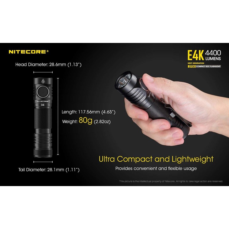 NITECORE E4K Next generat Compact EDC Flashlight -4400 Lumens -