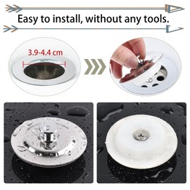 Universal Drain Plug, Stainless Steel Drain Plug, Replacement Sink Plug, Lightweight Handle for 42-44 mm, Sink Drain Plug for Kitchen Sink, Bathtubs