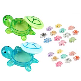 TUBAWD 22 Pcs Resin Turtles, Resin Animals, Mini Turtles Ocean-Themed Decor Set with 2 Large Storage+20 Sparkling for Aquariums, Fairy Gardens & Home Decoration (22pcs)