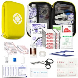AMORNING 276PCS Hiking First Aid Kit for Home Personal Emergency Supplies Compact Bag for Backpack, First Aid Essentials Survival Kit for Business Travel Car Yellow AMORNING