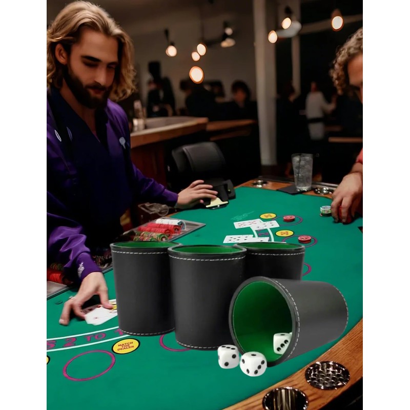 Leather Dice Cup Set 5 Pack,PU Leather Dice Shaker with