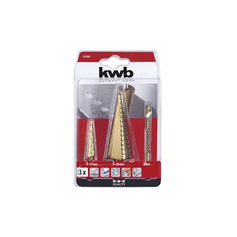 kwb Step Drill Bit Set with Milling Drill Bit 1