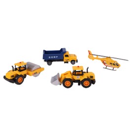 10 Piece Construction Zone Toy Vehicle Playset - Boys Toys - Includes Dump Truck, Tractor, Road Roller, Helicopter & Figures