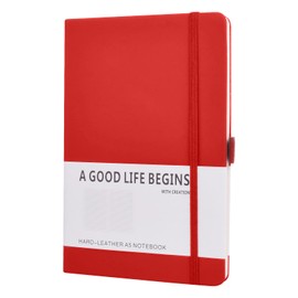 SAYEEC Lined Journal Notebook 1 Pack, A5 Hardcover Notebook for Work with Pockets, 200 Pages Thick Paper, Medium 14 cm × 21 cm (Red)