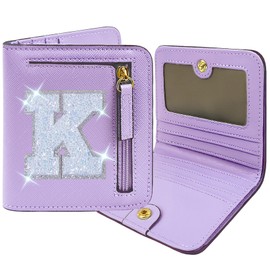 COSHAYSOO Initial RFID Wallet Small Birthday Christmas Valentines Gifts for Cheer Dance Sing Sports Team Performance Teen Girls Unique Practical Preppy Teenage Cute Girly Kawaii Stuff Purple K