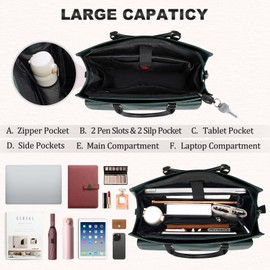 RAINSMORE Laptop Bag for Women 15.6 Inch Laptop Tote Bag Business Office Work Bags Professional Briefcase Waterproof Leather PU Computer Bag Teacher Shoulder Bag Handbag