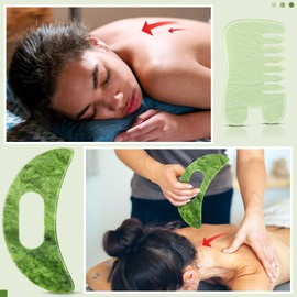 BBTO 2 Pcs Jade Comb Massage Guasha Comb Guasha Scraping Scalp Comb Birthing Comb for Labor Pain Multifunctional Handheld Head and Massage Tools for Head Caring, Relax Birth (Fashion, Classic)
