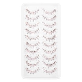 outopen 10 Pairs Brown Lashes Clear Band Brown Manga Lashes Japanese Anime Cosplay Eyelashes Asian False Eyelashes Natural Look Like Individual Clusters(A14-Asian Style | 8-12mm)
