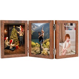 Czemo Collage Picture Frame, 10 x 15 cm, Wood, Frame for 6 Photos, Foldable, Double Portrait Frame, Decorative Gifts for Desk, Family, Wedding