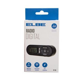 ELBE RF-96 FM Digital Pocket Radio Automatic Search or Manual Transmitter Stereo Headphones Included (Black)