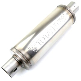 TOTALFLOW 20420N Notched Ends Straight Through 3-1/2 Inch Universal Exhaust Muffler | 409 Stainless Steel | 3.5 Inch Inner Diameter Inlet/Outlet