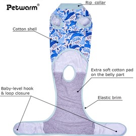 PetWarm Male Dog Recovery Suit for After Neuter Surgery, Cone of Shame Alternatives, Pet Surgical Recovery Pajamas Dog Onesie for Spay Neuter, Marine Animal Patterns, Blue, L