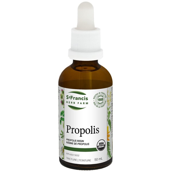 St. Francis Herb Farm Propolis Tincture | Rich in Anti-Microbial Polyphenols & Flavonoids | Anti-Inflammatory Immune Support | Helps Relieve Mouth and Throat Infections and Inflammations | Organic | Non-GMO | (50ml)