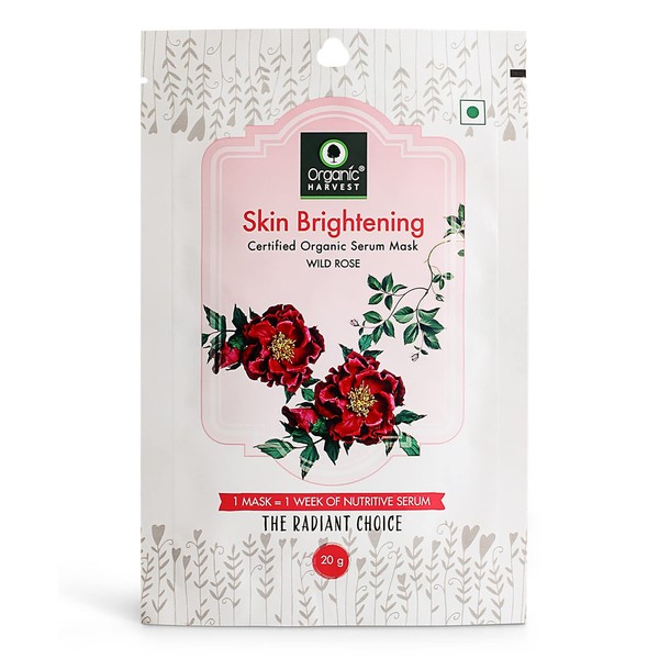 Organic Harvest Brightening Face Sheet Mask, 100% American Certified Organic, Sulphate & Paraben Free - 20gm