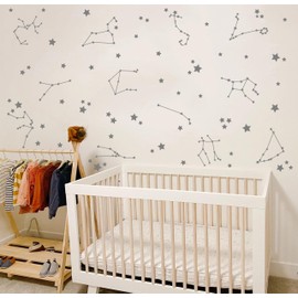 ZzMY Constellation Wall Decals Stars Wall Stickers Nursery Wall Decal Boys Bedroom Kids Room Wall Sticker Vinyl Wall Decor Y85 (Grey)