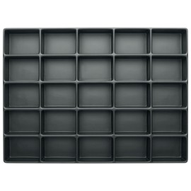 Wetec Deep Drawing Tray 40 mm, ESD, Compartments Pack of 25, 45 x 63 mm 2426187 (Shelf Inserts Organiser System)