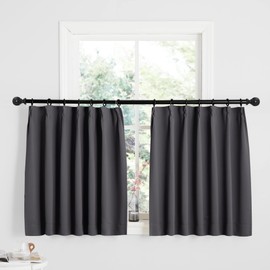 NICETOWN Blackout Curtain Set, Insulated, Cold-Resistant, W 39.4 x L 31.5 inches (100 x 80 cm), Black, Set of 2, Partition Use, Soundproof, Home Decor, Stylish, For Small Windows, Kitchen, Room