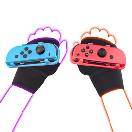 LeyuSmart Wrist Straps for Just Dance 2021 2020 2019 Switch, Hand Free Elastic Wristband for Nintnedo Switch Dancing Accessories, JoyCon Grip Pair (Large Size Blue+Red)