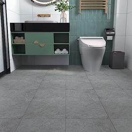 VaryPaper 20 Pack 12''x12'' Grey Concrete Floor Tiles Peel and Stick Waterproof Vinyl Flooring Sticky Tiles for Floor Removable Self Adhesive Tiles Temporary Flooring for Renters Bathroom Kitchen