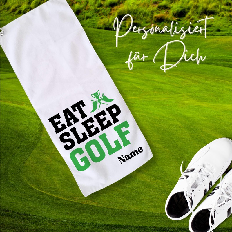 GRAZDesign Printed Golf Towel Gift for Golfers in White with
