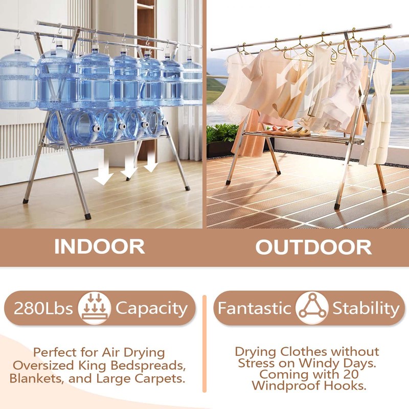 JAUREE Clothes Drying Rack 2 Tiers, Heavy Duty Drying Rack