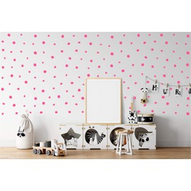 StickerDeen | Doodle Dots Pattern Mural Style Shape Decoration Removable Nursery Wall Art, Window, Furniture Vinyl Decal Stickers Gift | (Pack of 216) (Baby Pink)