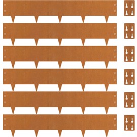 Co-rten Steel Landscape Edging 10" H x 40" L, 6 Pack Heavy Duty Metal Garden Edging, 20Ft Pre-Rustyed Steel Edging, Bendable Metal Edging for Landscaping, Yard, Tree, Flower Bed