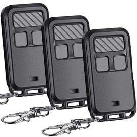 Kingdder 3 Pcs Universal Garage Door Opener Remote Compatible with Chamberlain LiftMaster 3 Button Garage Door Opener Remote with Key Chain for 5 Colors Learning Buttons (Black)