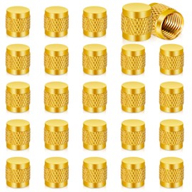 25 PCS 1/4 Flare Caps, Brass Valve Caps HVAC, Round Brass Cap, Metal Valve Stem Caps for Air Conditioning Industry Tubing (Gold)