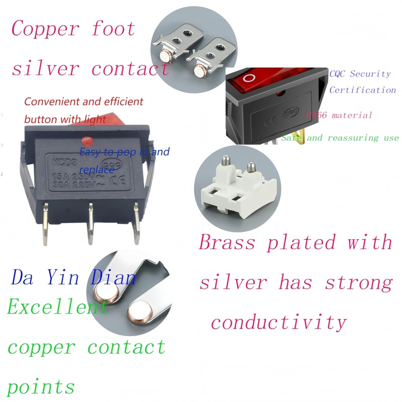 3 pin 2 Position Red Lighted Rocker Switch for Desktop