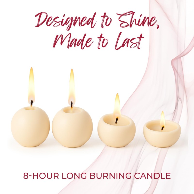 Biedermann & Sons 8-Hour Long Burning Unscented Round Ball Candles,